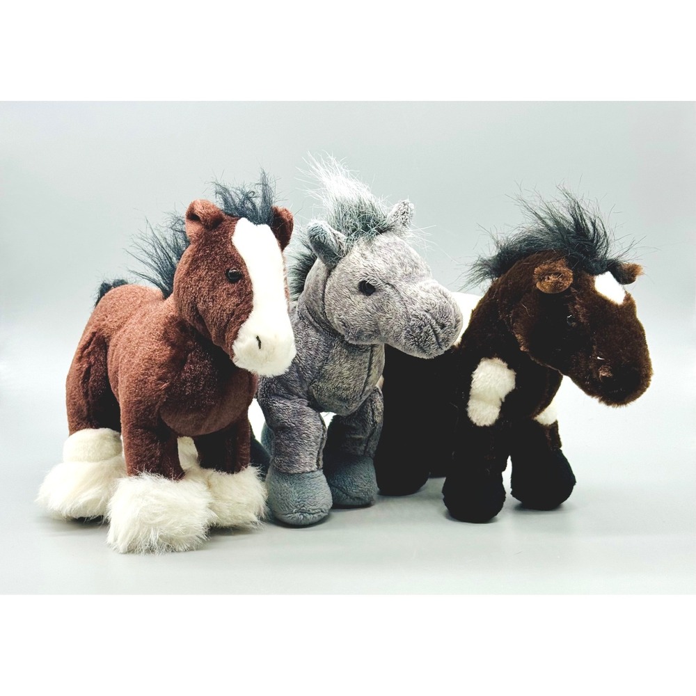 Ganz Webkinz Plush Horse Lot Clydesdale Pinto Grey Arabian HM139 HM147 HM098